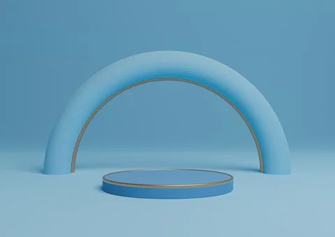 Bright, light sky blue 3D rendering simple product display cylinder podium or Stock Illustration