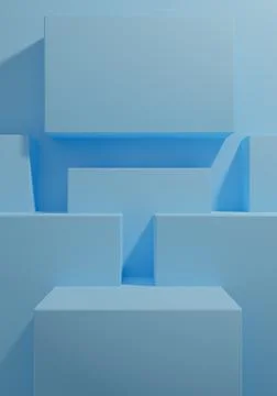 Bright, light sky blue 3D rendering product display background simple, minima Illustrazione stock
