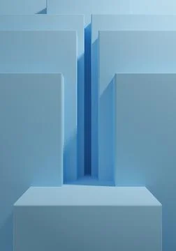Bright, light sky blue 3D rendering simple, minimal, geometric background for Stock Illustration