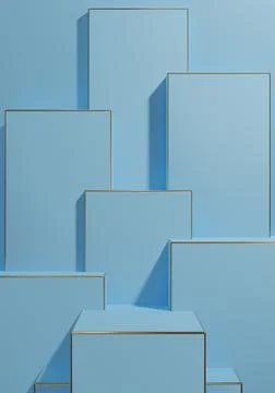 Bright, light sky blue 3D rendering simple, minimal, geometric background pro Stock Illustration