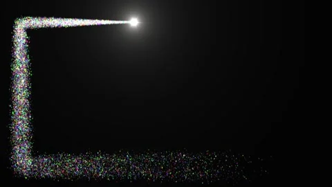 Bright light source draws a rectangular frame of multicolored stars on a dark Stock Footage 262074324