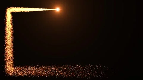 Bright light source draws a rectangular frame of golden stars on a dark Stock Footage 263834603