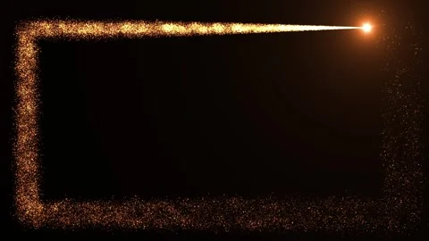 Bright light source draws a rectangular frame of orange and yellow particles on Stock Footage 264521480