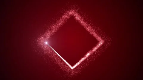 Bright light source draws a square frame of particles on a gradient red Stock Footage 256240735