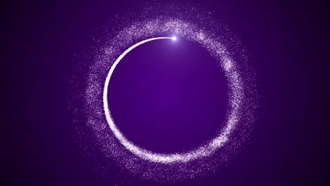 A bright light source flies in a circle, leaving a trail of particles on a Stock Footage 256216096