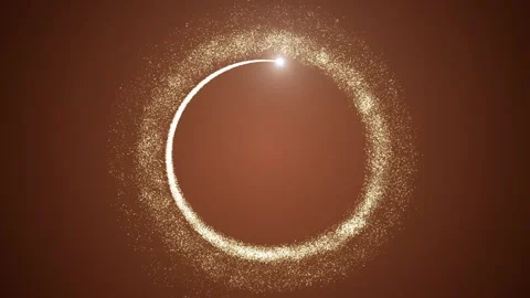 A bright light source flies in a circle, leaving a trail of particles on a Stock Footage 256683109