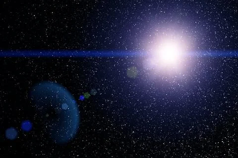 Bright light from a star in outer space,deep space, open space, far space. Stock Photos