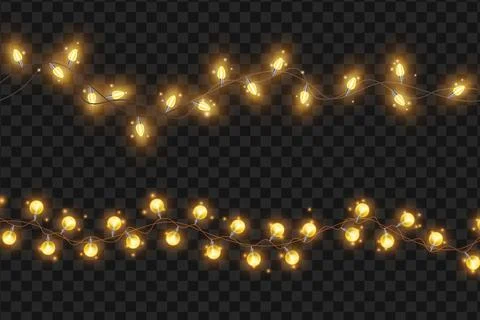 Bright light string garland, vector Christmas holiday illumination Stock Illustration