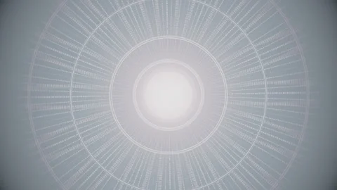 Bright light surrounded by circular patterns in a digital scene Stock Footage 337385514