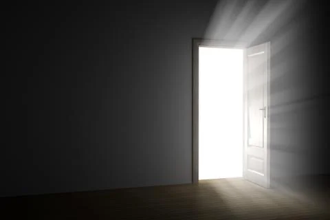 Bright light through an open door in empty room. Stock Illustration