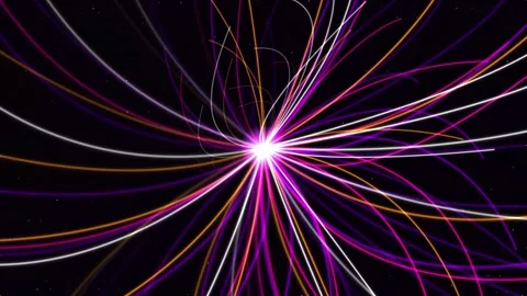 Bright Light Trails Exploding Outward into Dark Space Stock Footage 340118210