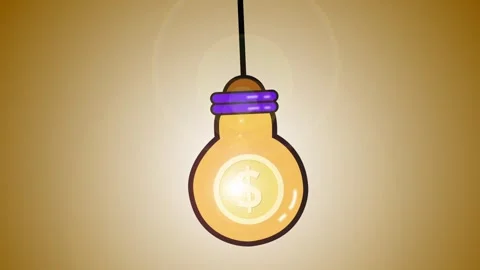 Bright lightbulb with dollar motif animation Stock Footage 334954405