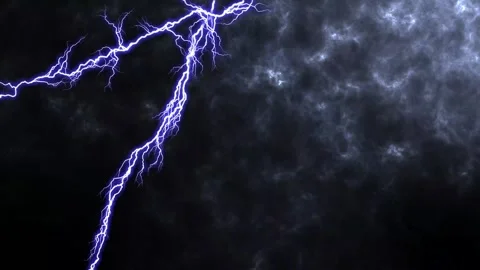 Bright lightning bolt with branches isolated on dark background. Thundersto.. Stock Footage 247903435
