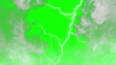 Bright lightning bolt on green screen. Electric storm discharge with isolated Video stock 339755600
