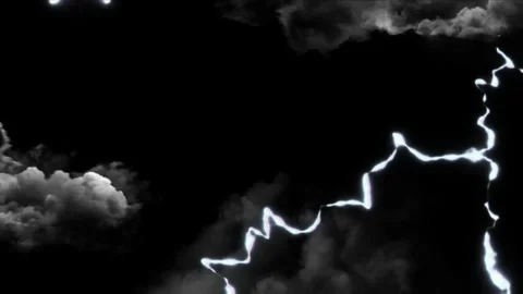 Bright lightning bolt striking through dark storm clouds across night sky Stock-Footage 343842760
