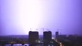 The bright lightning on the city background. night time 4k or 4k+ Resolution