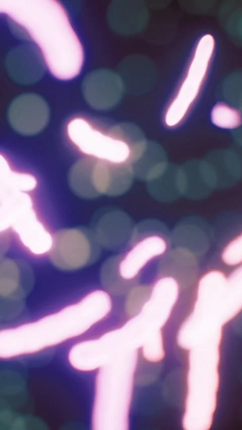 Bright lights and colors create patterns in an abstract design at night Stock Footage 333567441