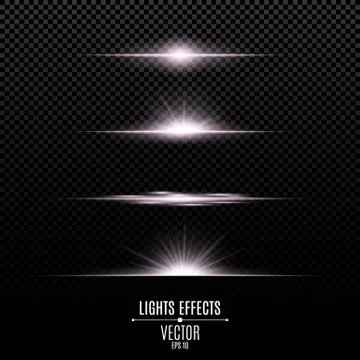 Bright lights effects isolated on a transparent background. Bright flashes an Illustration