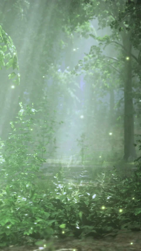Bright lights in the forest at dusk Stock Footage 342445650