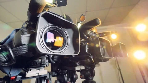 Bright lights play in video camera lenses. Video stock 81234920