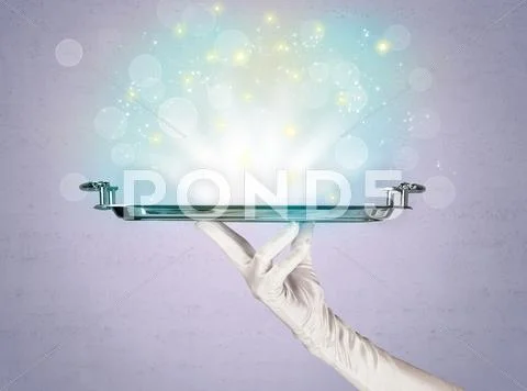 Bright lights presented on tray by waiter Stock Photos
