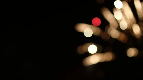 Bright lights from salute in defocus Abstract blur real golden shiny fireworks 스톡 동영상 125481252