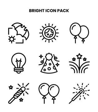 Bright Line Vector Icons Pack Stock Illustration