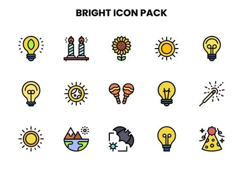 Bright Lineal Color Bundle Icons Pack Stock Illustration