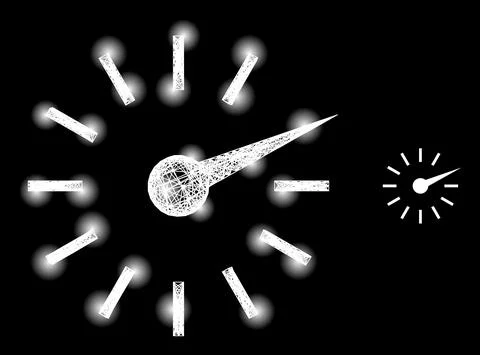 Bright Linear Mesh Clockface with Light Spots 스톡 일러스트