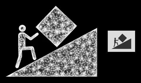 Bright Linear Mesh Pointless Task Icon with Lightspots Stock Illustration