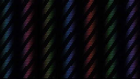 Bright lines of dots create a colorful pattern on a dark background Stock Footage 337236010