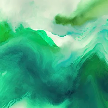 Bright Liquid Water Gradient, Waves Flow . Green Abstract Stock Illustration