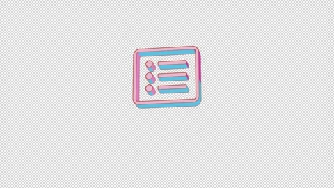 Bright list icon is jumping merrily. Retro style. Alpha channel black. Stock Footage 253148964