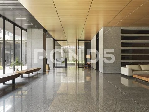 Bright Lobby Of Apartment Building