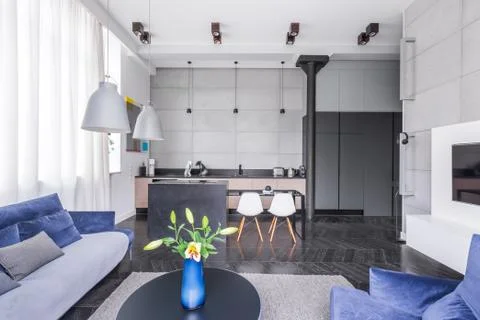 Bright loft interior Stock Photos