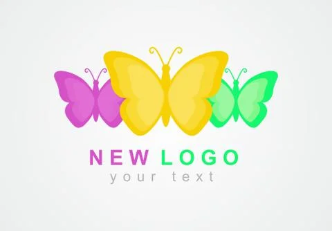 Bright logo with a butterfly. Vector abstract icon with moths. Stock Illustration