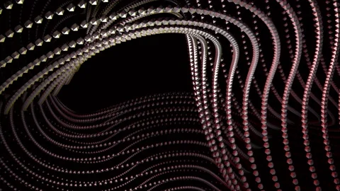 Bright loop.Design.A black background on which a large loop made of roundels in Video stock 196620968