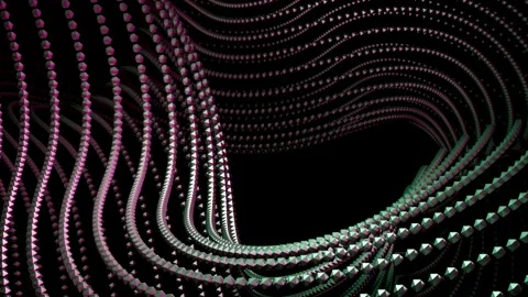 Bright loop.Design.A black background on which a large loop made of roundels in Video stock 196829843