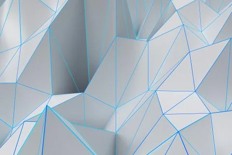 Bright low poly displaced surface with glowing connecting lines Stock Illustration