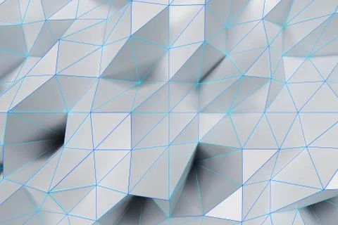 Bright low poly displaced surface with glowing connecting lines Stock Illustration
