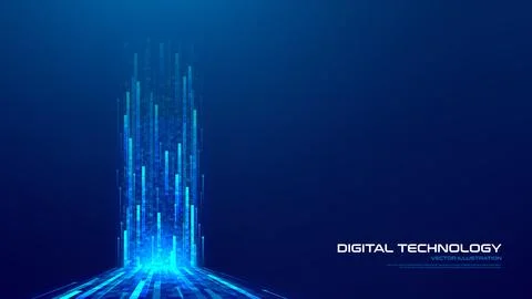 Bright luminous digital flow of cyber data Ilustração Stock