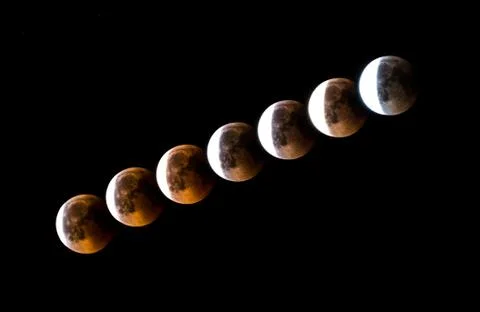 Bright lunar eclipse trail red moon breathtaking scenery night sky lucerne Stock Photos