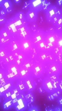 Bright magenta abstract background with glowing pixel squares, suggesting d.. Stock Illustration