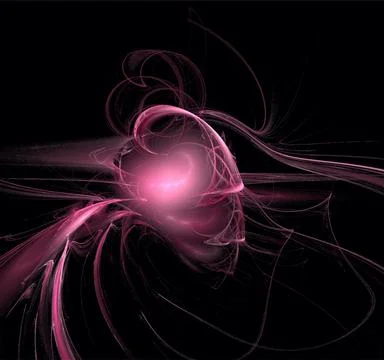 Bright magenta abstract pattern on black, color digital graphics Stock Illustration