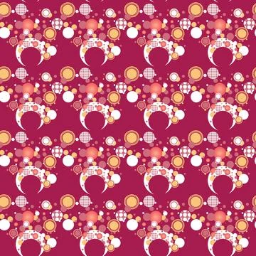 Bright magenta festive circles with pattern on pink background Stock Illustration