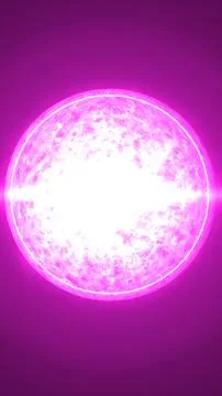 Bright magenta plasma sphere with intense flare and halo, futuristic sci-fi.. Stock Illustration