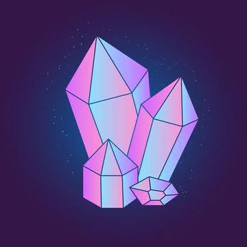 Bright magic crystal isolated on dark background. Vector illustration Stock Illustration