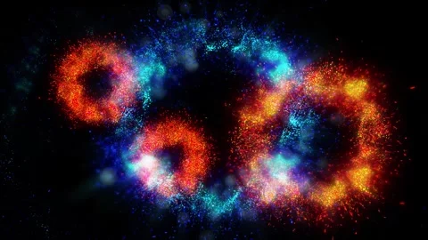 A bright magical flash resembles multi-colored and fiery fireworks Stock Footage 277659210