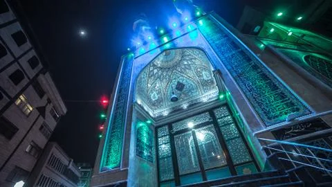 Bright magnificent Mosque at the night Stock Photos