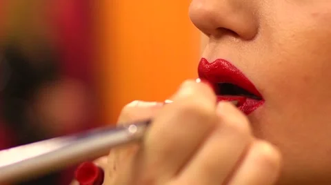 Bright make-up - lipstick closeup Stock Footage 46282305